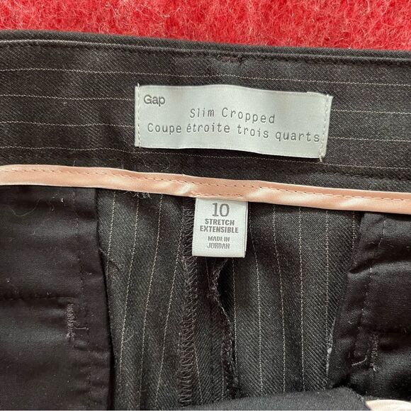 GAP Charcoal Pinstripe Slim Crop Stretch Flat Front Dress Pants - Picture 4 of 8